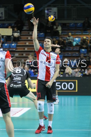  29.11.2015 RZESZOW<br />SIATKOWKA PLUSLIGA 2015/2016 MEN VOLLEYBALL POLAND POLISH PLUS LIGA LEAGUE SEASON 2015/2016<br />MECZ ASSECO RESOVIA RZESZOW - CUPRUM LUBIN<br />N/Z FABIAN DRZYZGA SYLWETKA <br /> 