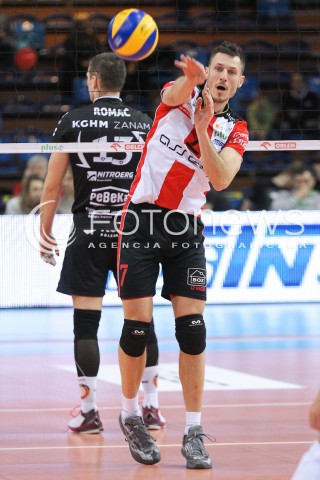  29.11.2015 RZESZOW<br />SIATKOWKA PLUSLIGA 2015/2016 MEN VOLLEYBALL POLAND POLISH PLUS LIGA LEAGUE SEASON 2015/2016<br />MECZ ASSECO RESOVIA RZESZOW - CUPRUM LUBIN<br />N/Z OLIEG ACHREM ( ALEH AKHREM ) SYLWETKA <br /> 
