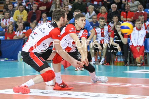  29.11.2015 RZESZOW<br />SIATKOWKA PLUSLIGA 2015/2016 MEN VOLLEYBALL POLAND POLISH PLUS LIGA LEAGUE SEASON 2015/2016<br />MECZ ASSECO RESOVIA RZESZOW - CUPRUM LUBIN<br />N/Z NIKOLAY PENCHEV ( NIKOLAJ PENCZEW ) JULIEN LYNEEL <br /> 