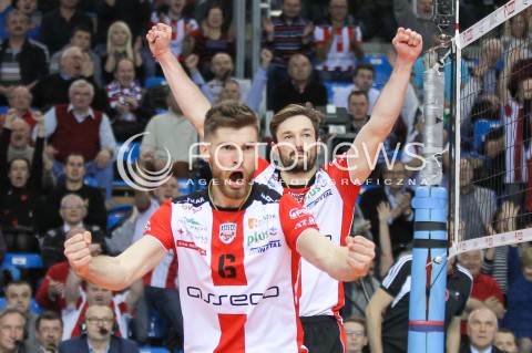  29.11.2015 RZESZOW<br />SIATKOWKA PLUSLIGA 2015/2016 MEN VOLLEYBALL POLAND POLISH PLUS LIGA LEAGUE SEASON 2015/2016<br />MECZ ASSECO RESOVIA RZESZOW - CUPRUM LUBIN<br />N/Z DAWID DRYJA JULIEN LYNEEL RADOSC EMOCJE <br /> 