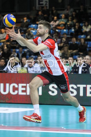  29.11.2015 RZESZOW<br />SIATKOWKA PLUSLIGA 2015/2016 MEN VOLLEYBALL POLAND POLISH PLUS LIGA LEAGUE SEASON 2015/2016<br />MECZ ASSECO RESOVIA RZESZOW - CUPRUM LUBIN<br />N/Z DAWID DRYJA SYLWETKA <br /> 