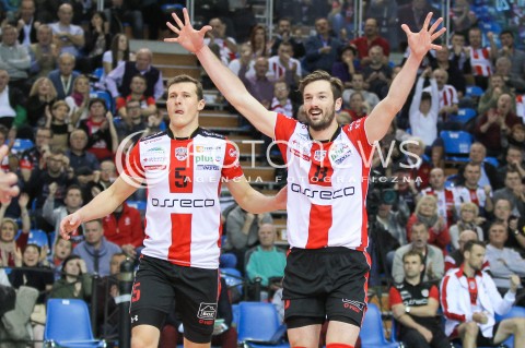  29.11.2015 RZESZOW<br />SIATKOWKA PLUSLIGA 2015/2016 MEN VOLLEYBALL POLAND POLISH PLUS LIGA LEAGUE SEASON 2015/2016<br />MECZ ASSECO RESOVIA RZESZOW - CUPRUM LUBIN<br />N/Z JULIEN LYNEEL LUKAS TICHACEK  RADOSC EMOCJE <br /> 