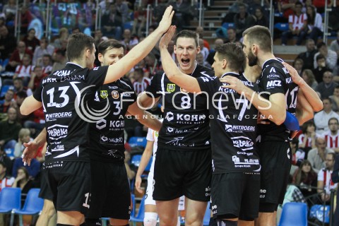  29.11.2015 RZESZOW<br />SIATKOWKA PLUSLIGA 2015/2016 MEN VOLLEYBALL POLAND POLISH PLUS LIGA LEAGUE SEASON 2015/2016<br />MECZ ASSECO RESOVIA RZESZOW - CUPRUM LUBIN<br />N/Z MARCUS BOHME KEITH PUPART RADOSC EMOCJE <br /> 