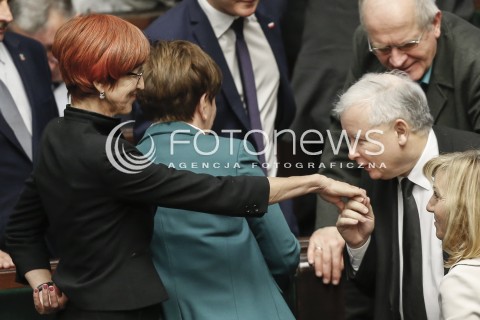  02.12.2015 WARSZAWA SEJM<br />TRZECIE POSIEDZENIE SEJMU VIII KADENCJI<br />N/Z ELZBIETA RAFALSKA JAROSLAW KACZYNSKI<br /> 