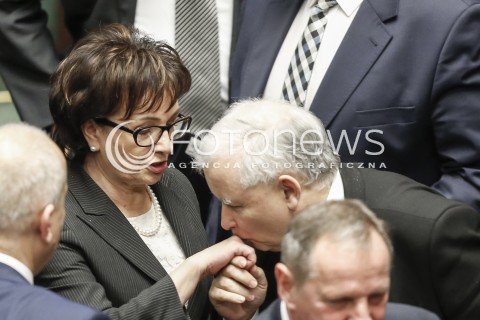  02.12.2015 WARSZAWA SEJM<br />TRZECIE POSIEDZENIE SEJMU VIII KADENCJI<br />N/Z ELZBIETA WITEK JAROSLAW KACZYNSKI<br /> 