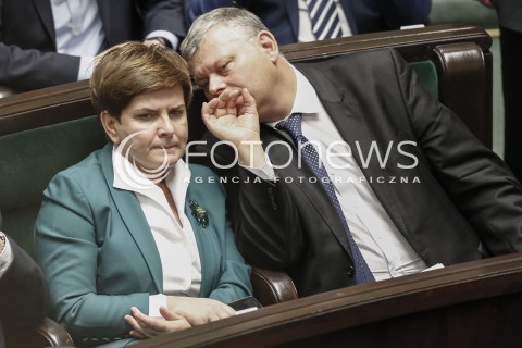  02.12.2015 WARSZAWA SEJM<br />TRZECIE POSIEDZENIE SEJMU VIII KADENCJI<br />N/Z PREMIER BEATA SZYDLO MAREK SUSKI<br /> 