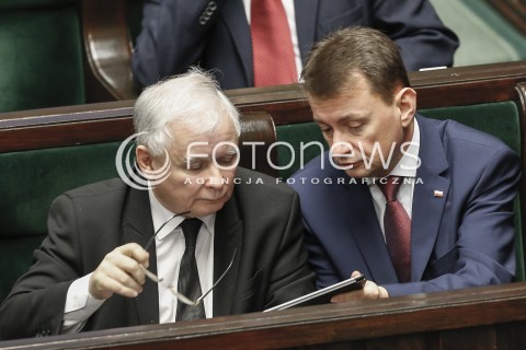  02.12.2015 WARSZAWA SEJM<br />TRZECIE POSIEDZENIE SEJMU VIII KADENCJI<br />N/Z JAROSLAW KACZYNSKI MARIUSZ BLASZCZAK<br /> 