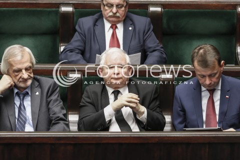  02.12.2015 WARSZAWA SEJM<br />TRZECIE POSIEDZENIE SEJMU VIII KADENCJI<br />N/Z JAROSLAW KACZYNSKI MARIUSZ BLASZCZAK RYSZARD TERLECKI<br /> 