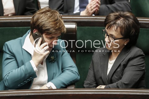  02.12.2015 WARSZAWA SEJM<br />TRZECIE POSIEDZENIE SEJMU VIII KADENCJI<br />N/Z PREMIER BEATA SZYDLO ELZBIETA WITEK<br /> 