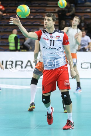  02.12.2015 RZESZOW POLAND<br />SIATKOWKA LIGA MISTRZOW <br />MEN CEV VOLLEYBALL CHAMPIONS LEAGUE 2015/2016<br />MATCH ASSECO RESOVIA - VOLLEY ASSE LENNIK <br />N/Z FABIAN DRZYZGA SYLWETKA <br /> 