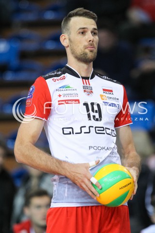  02.12.2015 RZESZOW POLAND<br />SIATKOWKA LIGA MISTRZOW <br />MEN CEV VOLLEYBALL CHAMPIONS LEAGUE 2015/2016<br />MATCH ASSECO RESOVIA - VOLLEY ASSE LENNIK <br />N/Z RUSSELL HOLMES SYLWETKA <br /> 