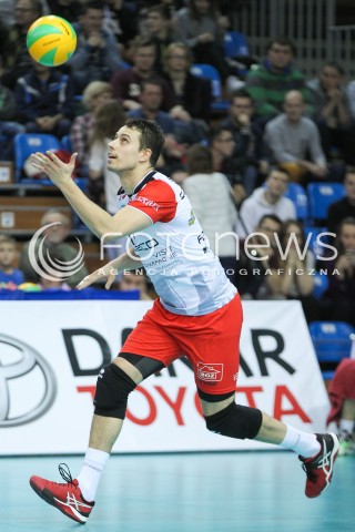  02.12.2015 RZESZOW POLAND<br />SIATKOWKA LIGA MISTRZOW <br />MEN CEV VOLLEYBALL CHAMPIONS LEAGUE 2015/2016<br />MATCH ASSECO RESOVIA - VOLLEY ASSE LENNIK <br />N/Z FABIAN DRZYZGA SYLWETKA <br /> 