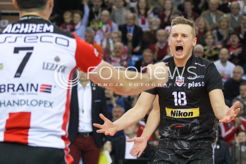  05.12.2015 RZESZOW<br />SIATKOWKA PLUSLIGA 2015/2016 MEN VOLLEYBALL POLAND POLISH PLUS LIGA LEAGUE SEASON 2015/2016<br />MECZ ASSECO RESOVIA RZESZOW - AZS POLITECHNIKA WARSZAWSKA<br />N/Z DAMIAN WOJTASZEK RADOSC EMOCJE <br /> 