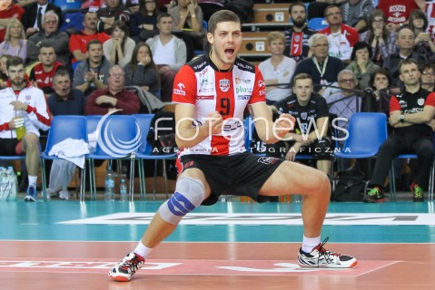  05.12.2015 RZESZOW<br />SIATKOWKA PLUSLIGA 2015/2016 MEN VOLLEYBALL POLAND POLISH PLUS LIGA LEAGUE SEASON 2015/2016<br />MECZ ASSECO RESOVIA RZESZOW - AZS POLITECHNIKA WARSZAWSKA<br />N/Z DMYTRO PASHYTSKYY ( PASZYCKI ) SYLWETKA RADOSC EMOCJE <br /> 