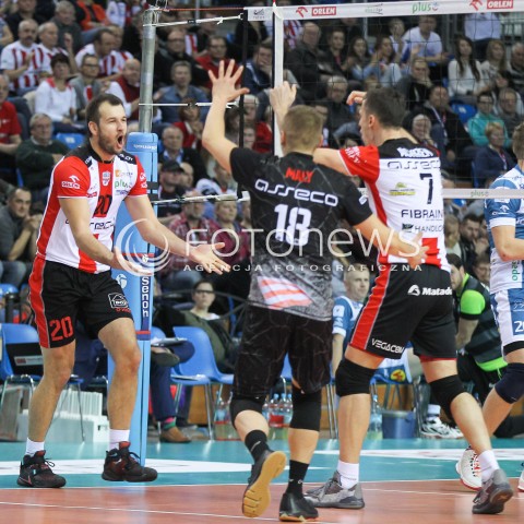  05.12.2015 RZESZOW<br />SIATKOWKA PLUSLIGA 2015/2016 MEN VOLLEYBALL POLAND POLISH PLUS LIGA LEAGUE SEASON 2015/2016<br />MECZ ASSECO RESOVIA RZESZOW - AZS POLITECHNIKA WARSZAWSKA<br />N/Z DOMINIK WITCZAK RADOSC EMOCJE <br /> 
