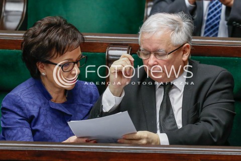  09.12.2015 WARSZAWA SEJM<br />CZWARTE POSIEDZENIE SEJMU VIII KADENCJI<br />N/Z JAROSLAW KACZYNSKI ELZBIETA WITEK<br /> 