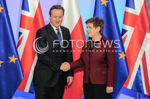  10.12.2015 WARSZAWA<br />WIZYTA PREMIERA WIELKIEJ BRYTANII<br />N/Z PREMIER WIELKIEJ BRYTANII DAVID CAMERON PREMIER RP BEATA SZYDLO POWITANIE USCISK DLONI<br /> 