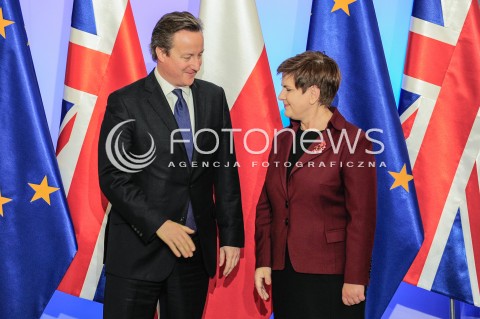  10.12.2015 WARSZAWA<br />WIZYTA PREMIERA WIELKIEJ BRYTANII<br />N/Z PREMIER WIELKIEJ BRYTANII DAVID CAMERON PREMIER RP BEATA SZYDLO POWITANIE<br /> 