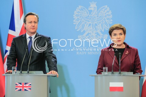  10.12.2015 WARSZAWA<br />WIZYTA PREMIERA WIELKIEJ BRYTANII<br />KONFERENCJA PRASOWA<br />N/Z PREMIER WIELKIEJ BRYTANII DAVID CAMERON PREMIER RP BEATA SZYDLO<br /> 