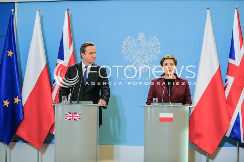  10.12.2015 WARSZAWA<br />WIZYTA PREMIERA WIELKIEJ BRYTANII<br />KONFERENCJA PRASOWA<br />N/Z PREMIER WIELKIEJ BRYTANII DAVID CAMERON PREMIER RP BEATA SZYDLO<br /> 