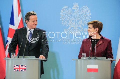  10.12.2015 WARSZAWA<br />WIZYTA PREMIERA WIELKIEJ BRYTANII<br />KONFERENCJA PRASOWA<br />N/Z PREMIER WIELKIEJ BRYTANII DAVID CAMERON PREMIER RP BEATA SZYDLO<br /> 