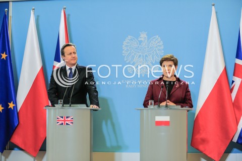  10.12.2015 WARSZAWA<br />WIZYTA PREMIERA WIELKIEJ BRYTANII<br />KONFERENCJA PRASOWA<br />N/Z PREMIER WIELKIEJ BRYTANII DAVID CAMERON PREMIER RP BEATA SZYDLO<br /> 