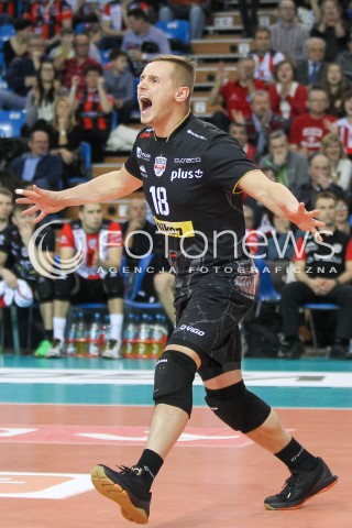  12.12.2015 RZESZOW<br />SIATKOWKA PLUSLIGA 2015/2016 MEN VOLLEYBALL POLAND POLISH PLUS LIGA LEAGUE SEASON 2015/2016<br />MECZ ASSECO RESOVIA RZESZOW - INDYKPOL AZS OLSZTYN<br />N/Z DAMIAN WOJTASZEK SYLWETKA RADOSC EMOCJE <br /> 