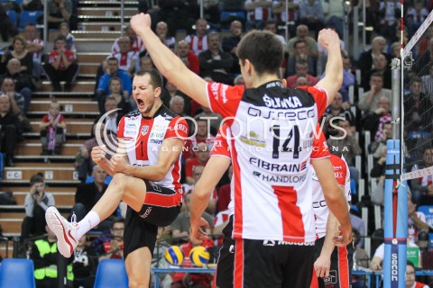  12.12.2015 RZESZOW<br />SIATKOWKA PLUSLIGA 2015/2016 MEN VOLLEYBALL POLAND POLISH PLUS LIGA LEAGUE SEASON 2015/2016<br />MECZ ASSECO RESOVIA RZESZOW - INDYKPOL AZS OLSZTYN<br />N/Z BARTOSZ KUREK RADOSC EMOCJE <br /> 