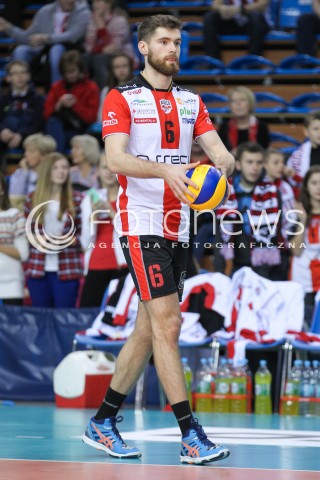  12.12.2015 RZESZOW<br />SIATKOWKA PLUSLIGA 2015/2016 MEN VOLLEYBALL POLAND POLISH PLUS LIGA LEAGUE SEASON 2015/2016<br />MECZ ASSECO RESOVIA RZESZOW - INDYKPOL AZS OLSZTYN<br />N/Z DAWID DRYJA SYLWETKA <br /> 