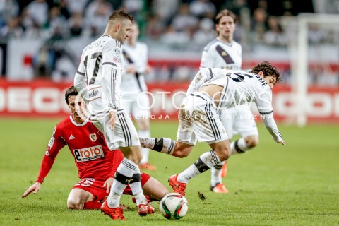  13.12.2015 WARSZAWA PILKA NOZNA <br />FOOTBALL EKSTRAKLASA STADION LEGII<br />MECZ LEGIA WARSZAWA - PIAST GLIWICE<br />N/Z KAMIL VACEK GUILHERME TOMASZ BRZYSKI<br /> 
