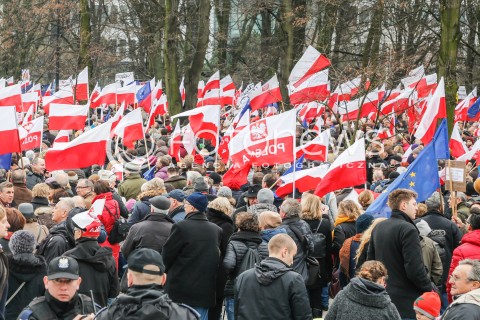 Manifestacja w obronie demokracji w Warszawie
