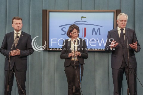  29.12.2015 WARSZAWA SEJM<br />POSIEDZENIE SEJMU VIII KADENCJI<br />N/Z MARIUSZ BLASZCZAK JAROSLAW GOWIN ANNA STREZYNSKA<br /> 