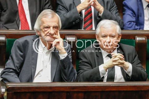  29.12.2015 WARSZAWA SEJM<br />POSIEDZENIE SEJMU VIII KADENCJI<br />N/Z RYSZARD TERLECKI JAROSLAW KACZYNSKI<br /> 