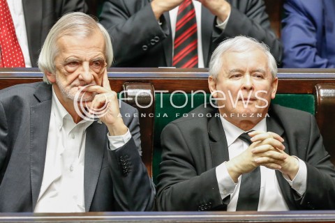  29.12.2015 WARSZAWA SEJM<br />POSIEDZENIE SEJMU VIII KADENCJI<br />N/Z RYSZARD TERLECKI JAROSLAW KACZYNSKI<br /> 