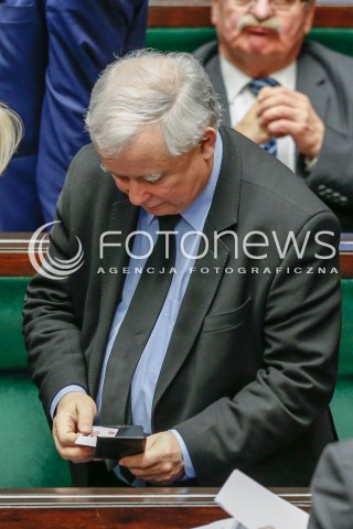  30.12.2015 WARSZAWA SEJM<br />POSIEDZENIE SEJMU VIII KADENCJI<br />N/Z JAROSLAW KACZYNSKI KARTA POSELSKA<br /> 