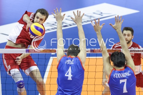  05.01.2016 BERLIN NIEMCY<br />SIATKOWKA MEZCZYZN KWALIFIKACJE DO IGRZYSK OLIMPIJSKICH W BRAZYLII <br />2016 Mens Volleyball European Olympic Qualification Tournament in Berlin<br />MECZ POLSKA - SERBIA ( Poland - Serbia ) <br />N/Z MATEUSZ MIKA <br /> 