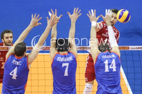  05.01.2016 BERLIN NIEMCY<br />SIATKOWKA MEZCZYZN KWALIFIKACJE DO IGRZYSK OLIMPIJSKICH W BRAZYLII <br />2016 Mens Volleyball European Olympic Qualification Tournament in Berlin<br />MECZ POLSKA - SERBIA ( Poland - Serbia ) <br />N/Z MICHAL KUBIAK <br /> 