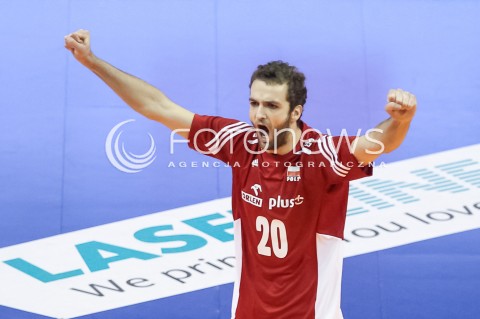  05.01.2016 BERLIN NIEMCY<br />SIATKOWKA MEZCZYZN KWALIFIKACJE DO IGRZYSK OLIMPIJSKICH W BRAZYLII <br />2016 Mens Volleyball European Olympic Qualification Tournament in Berlin<br />MECZ POLSKA - SERBIA ( Poland - Serbia ) <br />N/Z MATEUSZ MIKA RADOSC EMOCJE SYLWETKA <br /> 