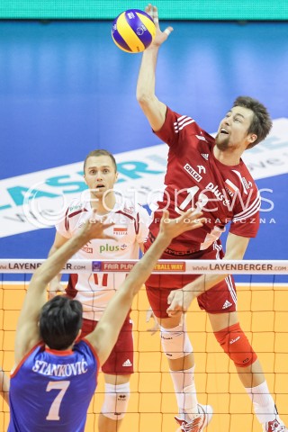  05.01.2016 BERLIN NIEMCY<br />SIATKOWKA MEZCZYZN KWALIFIKACJE DO IGRZYSK OLIMPIJSKICH W BRAZYLII <br />2016 Mens Volleyball European Olympic Qualification Tournament in Berlin<br />MECZ POLSKA - SERBIA ( Poland - Serbia ) <br />N/Z MICHAL KUBIAK <br /> 