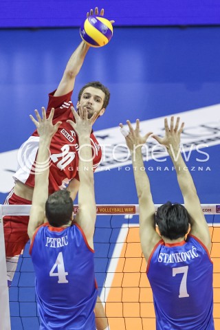  05.01.2016 BERLIN NIEMCY<br />SIATKOWKA MEZCZYZN KWALIFIKACJE DO IGRZYSK OLIMPIJSKICH W BRAZYLII <br />2016 Mens Volleyball European Olympic Qualification Tournament in Berlin<br />MECZ POLSKA - SERBIA ( Poland - Serbia ) <br />N/Z MATEUSZ MIKA <br /> 
