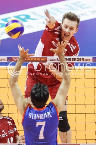  05.01.2016 BERLIN NIEMCY<br />SIATKOWKA MEZCZYZN KWALIFIKACJE DO IGRZYSK OLIMPIJSKICH W BRAZYLII <br />2016 Mens Volleyball European Olympic Qualification Tournament in Berlin<br />MECZ POLSKA - SERBIA ( Poland - Serbia ) <br />N/Z MATEUSZ BIENIEK <br /> 