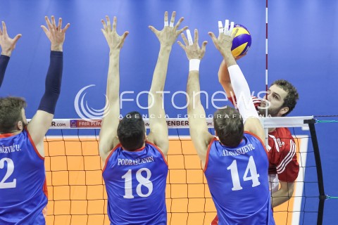  05.01.2016 BERLIN NIEMCY<br />SIATKOWKA MEZCZYZN KWALIFIKACJE DO IGRZYSK OLIMPIJSKICH W BRAZYLII <br />2016 Mens Volleyball European Olympic Qualification Tournament in Berlin<br />MECZ POLSKA - SERBIA ( Poland - Serbia ) <br />N/Z MATEUSZ MIKA <br /> 