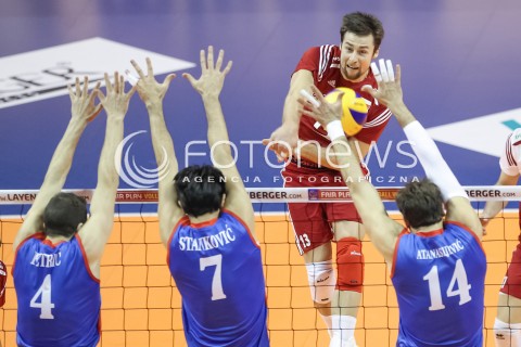  05.01.2016 BERLIN NIEMCY<br />SIATKOWKA MEZCZYZN KWALIFIKACJE DO IGRZYSK OLIMPIJSKICH W BRAZYLII <br />2016 Mens Volleyball European Olympic Qualification Tournament in Berlin<br />MECZ POLSKA - SERBIA ( Poland - Serbia ) <br />N/Z MICHAL KUBIAK <br /> 