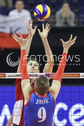  05.01.2016 BERLIN NIEMCY<br />SIATKOWKA MEZCZYZN KWALIFIKACJE DO IGRZYSK OLIMPIJSKICH W BRAZYLII <br />2016 Mens Volleyball European Olympic Qualification Tournament in Berlin<br />MECZ POLSKA - SERBIA ( Poland - Serbia ) <br />N/Z BARTOSZ KUREK NIKOLA JOVOVIC <br /> 