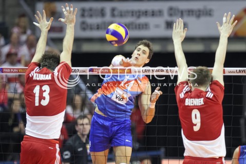  05.01.2016 BERLIN NIEMCY<br />SIATKOWKA MEZCZYZN KWALIFIKACJE DO IGRZYSK OLIMPIJSKICH W BRAZYLII <br />2016 Mens Volleyball European Olympic Qualification Tournament in Berlin<br />MECZ POLSKA - SERBIA ( Poland - Serbia ) <br />N/Z ALEKSANDAR ATANASIJEVIC <br /> 