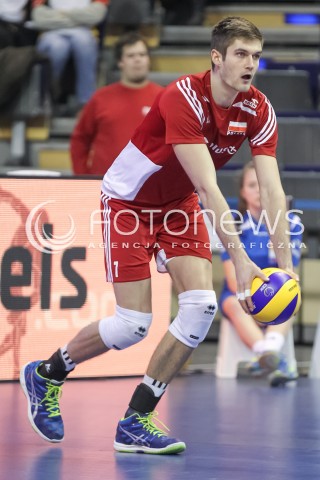  05.01.2016 BERLIN NIEMCY<br />SIATKOWKA MEZCZYZN KWALIFIKACJE DO IGRZYSK OLIMPIJSKICH W BRAZYLII <br />2016 Mens Volleyball European Olympic Qualification Tournament in Berlin<br />MECZ POLSKA - SERBIA ( Poland - Serbia ) <br />N/Z KAROL KLOS SYLWETKA <br /> 