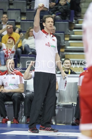  05.01.2016 BERLIN NIEMCY<br />SIATKOWKA MEZCZYZN KWALIFIKACJE DO IGRZYSK OLIMPIJSKICH W BRAZYLII <br />2016 Mens Volleyball European Olympic Qualification Tournament in Berlin<br />MECZ POLSKA - SERBIA ( Poland - Serbia ) <br />N/Z STEPHANE ANTIGA - I TRENER ( HEAD COACH ) RADOSC EMOCJE SYLWETKA <br /> 