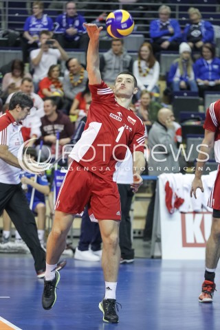  05.01.2016 BERLIN NIEMCY<br />SIATKOWKA MEZCZYZN KWALIFIKACJE DO IGRZYSK OLIMPIJSKICH W BRAZYLII <br />2016 Mens Volleyball European Olympic Qualification Tournament in Berlin<br />MECZ POLSKA - SERBIA ( Poland - Serbia ) <br />N/Z WOJCIECH ZALINSKI SYLWETKA <br /> 