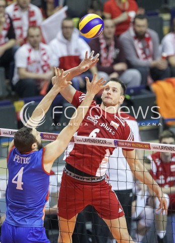  05.01.2016 BERLIN NIEMCY<br />SIATKOWKA MEZCZYZN KWALIFIKACJE DO IGRZYSK OLIMPIJSKICH W BRAZYLII <br />2016 Mens Volleyball European Olympic Qualification Tournament in Berlin<br />MECZ POLSKA - SERBIA ( Poland - Serbia ) <br />N/Z BARTOSZ KUREK <br /> 