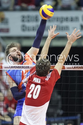  05.01.2016 BERLIN NIEMCY<br />SIATKOWKA MEZCZYZN KWALIFIKACJE DO IGRZYSK OLIMPIJSKICH W BRAZYLII <br />2016 Mens Volleyball European Olympic Qualification Tournament in Berlin<br />MECZ POLSKA - SERBIA ( Poland - Serbia ) <br />N/Z UROS KOVACEVIC <br /> 
